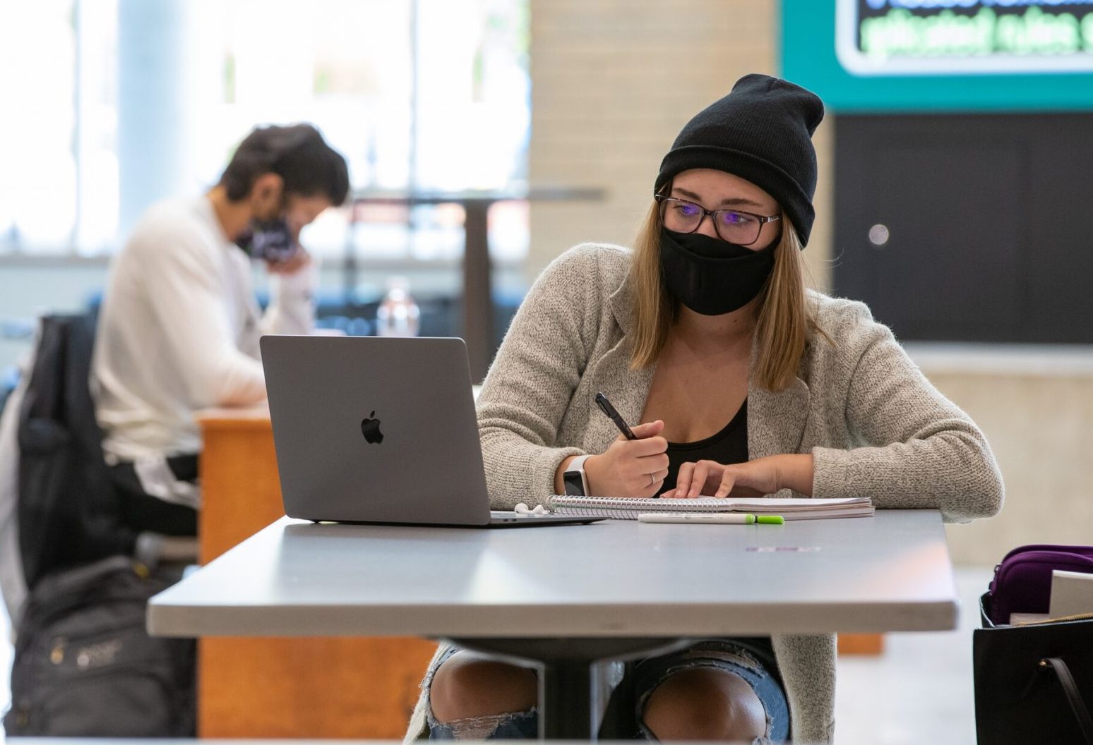 Students Studying in MUSC with Masks