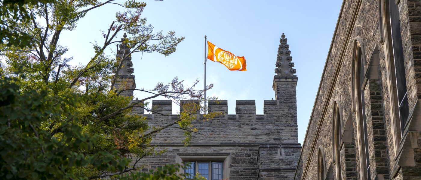 Survivor's Flag over University Hall